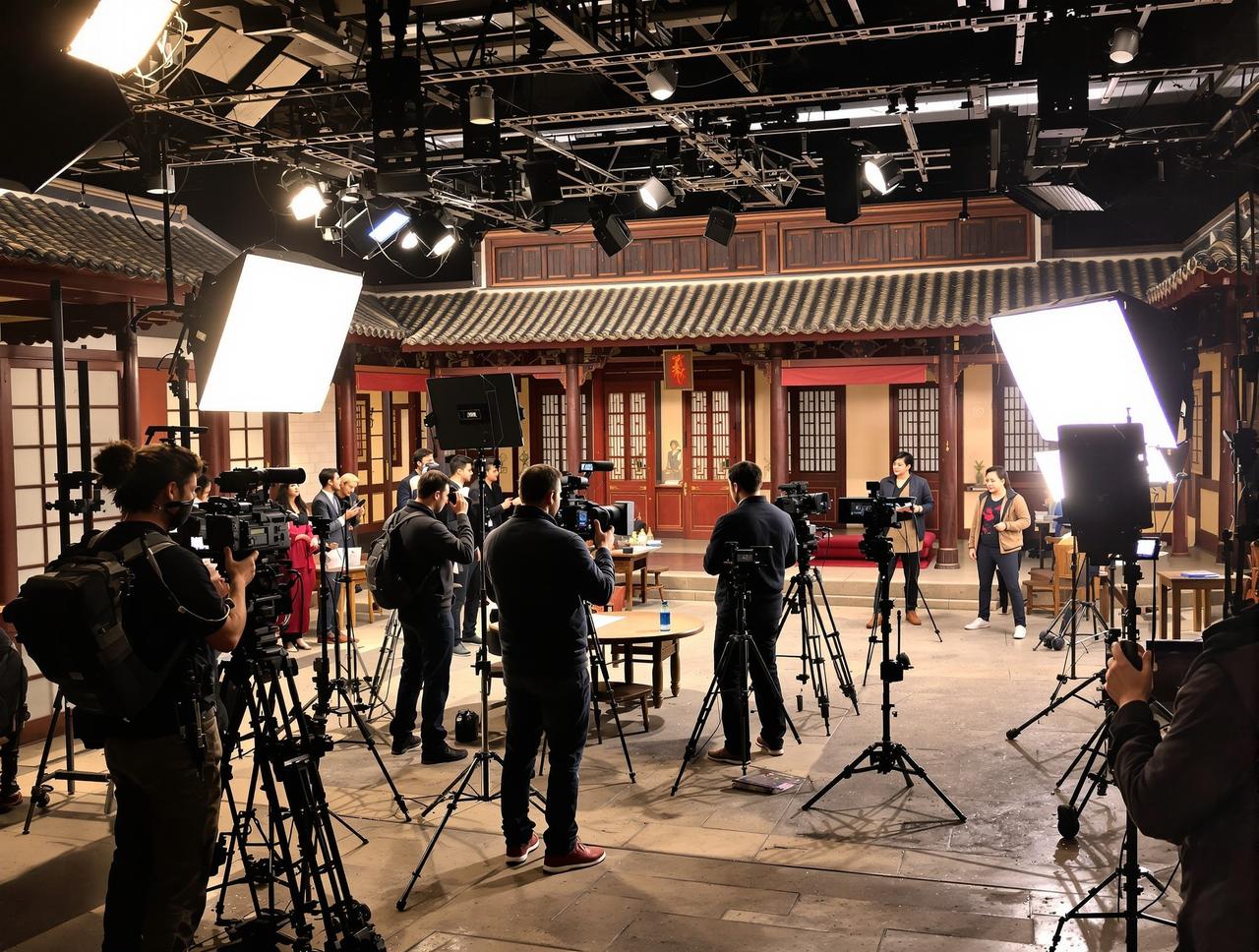 某知名演员新剧片场花絮独家曝光 知名演员新剧片场花絮,演员在拍摄间隙休息